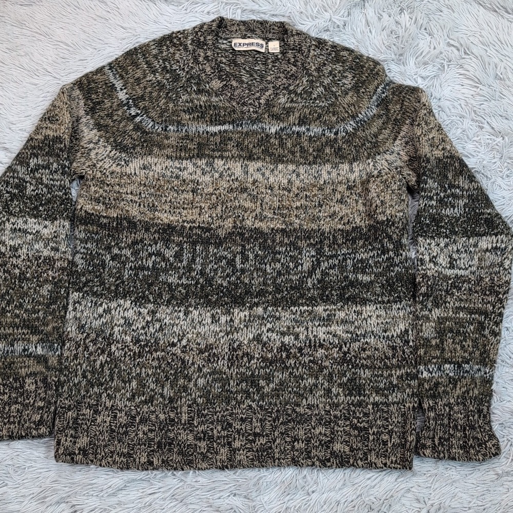 Express Sweater Womens L Green Wool Blend Cozy Warm Comfort Casual Preppy